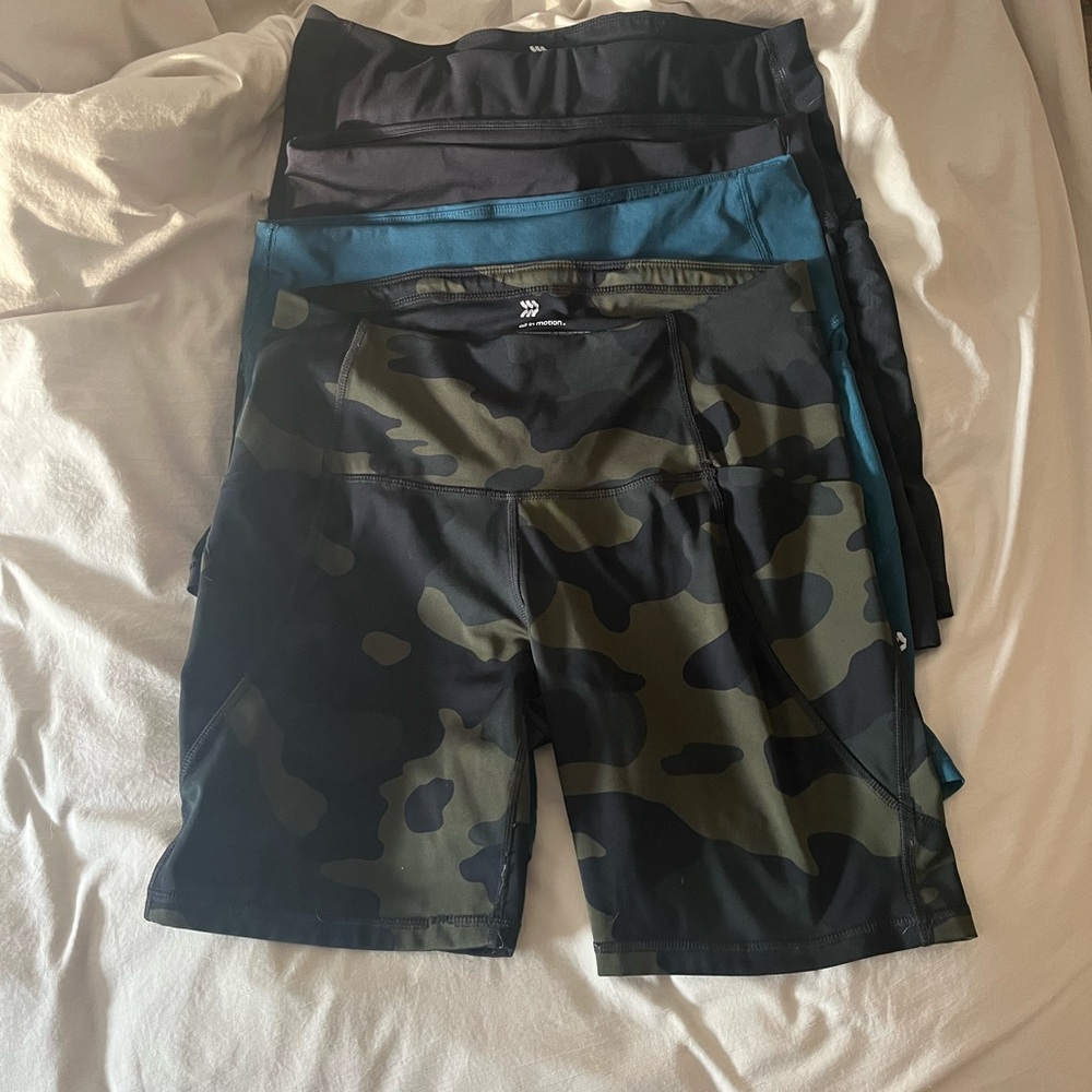 Camo and Solid Color Athletic Shorts Set (4 pair)